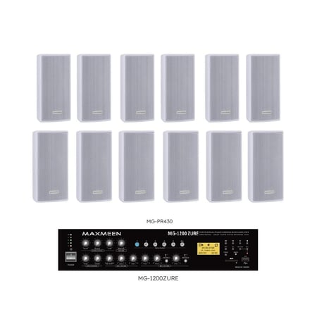 نظام صوتي سماعتين - 12 سماعة جدارية 30 وات ماكسمين حتى 120 وات