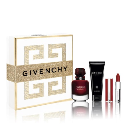 جفنشي لانتيردي روج جفنشي مجموعة هدايا (أو دو برفيوم 80 مل + لوشن للجسم 75 مل + أحمر شفاه)