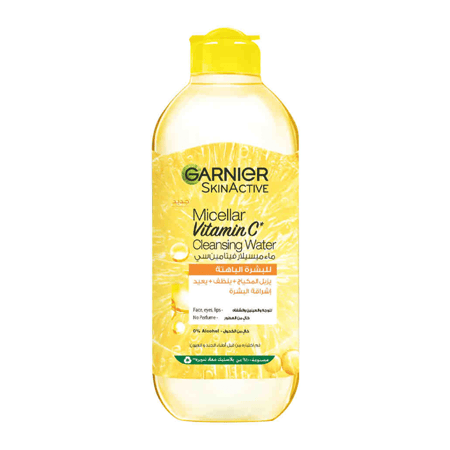 غارنييه - ماء ميسيلار مزيل مكياج بفيتامين C سكين أكتيف - 400 مل - Garnier SkinActive Micellar Cleansing Water with Vitamin C - 400ml