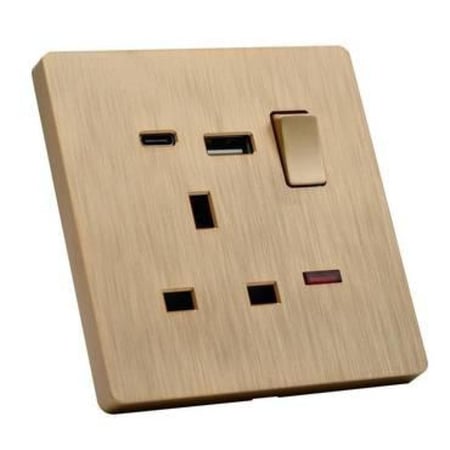 فيش 13 امبير USB ذهبي