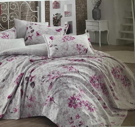 لحاف وشرشف 4 قطع قطنYARAN