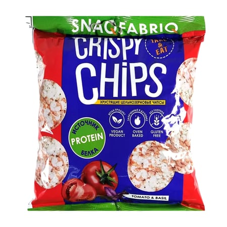 سناك فابريك بروتين كرسبي شيبس طماطم وريحان 50 جم