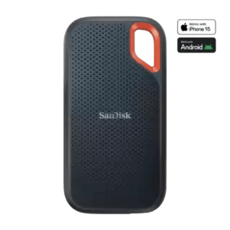 SanDisk Extreme 2TB Portable SSD - up to 1050MB/s /1000MB/s (SDSSDE61-2T00-G25) سانديسك اكستريم هارد ديسك خارجي مع حماية ضد الصدمات سعة 2 تيرا