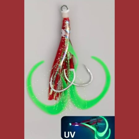 Assist Hooks With Silicone Squid Skirts Luminous Glow اسست هوك أخطبوط الوان متعددة - مفرد (إضغط على الصورة لتصفح الخيارات)