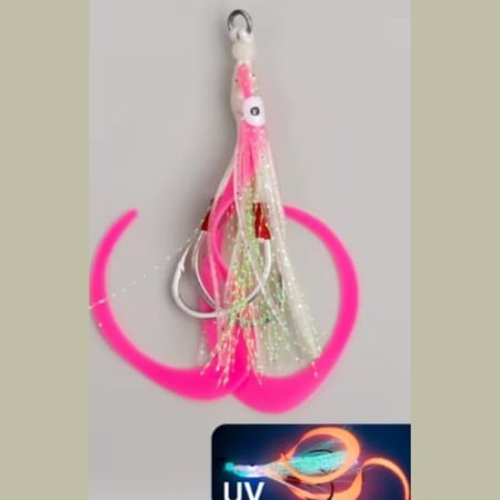 Assist Hooks With Silicone Squid Skirts Luminous Glow اسست هوك أخطبوط الوان متعددة - مفرد (إضغط على الصورة لتصفح الخيارات)