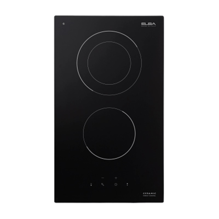 سطح بلت إن كهربائي سيراميك إلبا 30 سم – 2 عين طبخ – تحكم أمامي – زجاج سيراميك أسود – صناعة إيطالية – موديل AS EVC 302