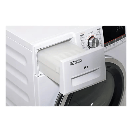 جنرال سوبريم نشافه تعبئه امامية 8 كيلو, مع مكثف, ابيض , GS807W