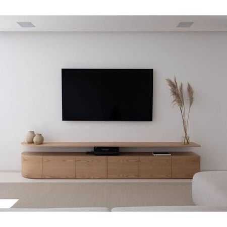 طاولة تلفاز خشب بيج - 60×40×200 سم
