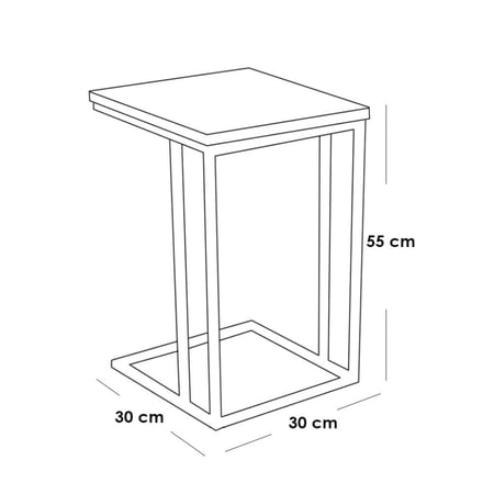 طاولة جانبية 30×30×55 سم - أسود وأبيض