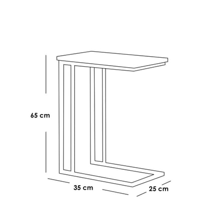 طاولة جانبية - معدن وخشب رخامي - بني وأسود - 35×25×65 سم