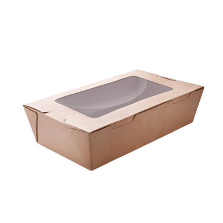 PLW66 علب ورق كرافت بني مع غطاء متصل ونافذة