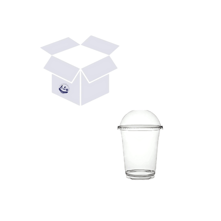 كأس بلاستيك شفاف مقاس 16 اونص مع غطاء قبة