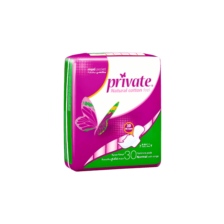 برايفت 30 فوطة صحية حجم عادي بالأجنحة