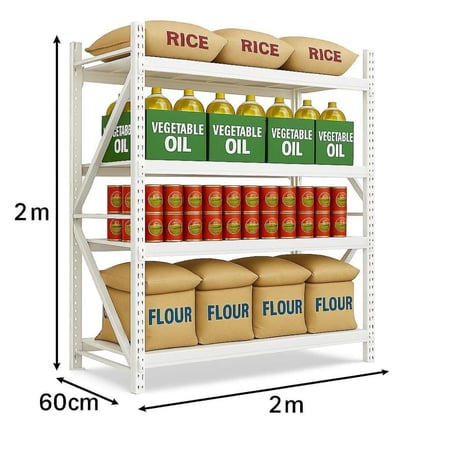 رفوف تخزين  ابيض خفيفة إلى متوسطة التحمل 200سم×200سم×60سم