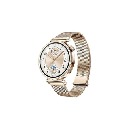 هواوي واتش GT 5 41 – ساعة ذكية GPS بشاشة 1.32 بوصة وهيكل ذهبي بحزام ميلانيزي