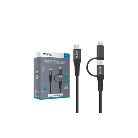 كيبل EONE تايب سي ولايتنيق 2في1 بطول 1م قماش متجر سين