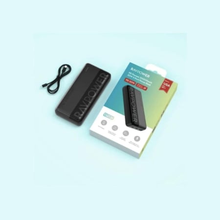 بطارية راف باور 20000mAh بقوة 20 واط – شحن سريع بمنفذين تايب سي ومنفذ USB