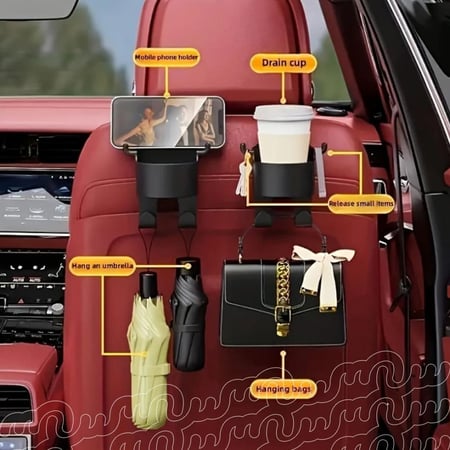 حامل أكواب واستاند للجوال والايباد على المقعد الخلفي للسيارة