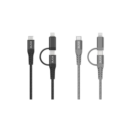 كيبل EONE تايب سي ولايتنيق 2في1 بطول 1م قماش متجر سين