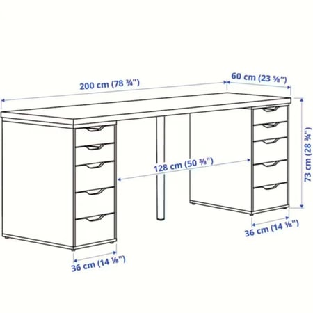 طاولة ALEX  مزودة بطول 200X60