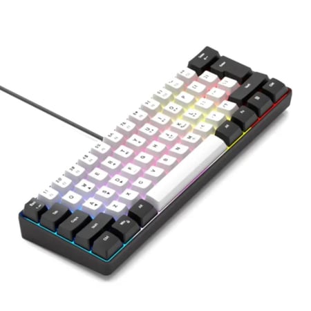 كيبورد Backlit بعدد 61 مفتاح بلون ابيض واسود وخاصية تغيير الوان RGB