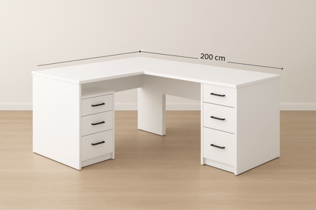 طاولة Alex حرف L  مع دولابين صغار في الجوانب