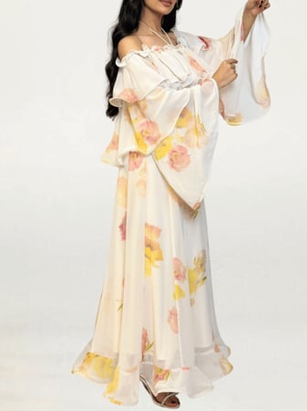 فستان شيفون خفيف مزدان