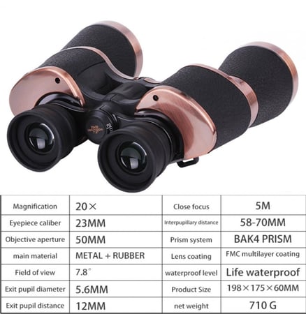 دربيل قوة 20*50 عالي الجودة وقوة تكبير 20 مرة