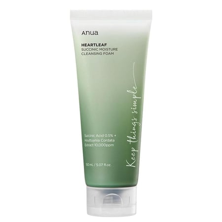 رغوة منظفة للبشرة الحساسة من هارت ليف 150 مل من انوا | ANUA Heartleaf Succinic Moisture Cleansing Foam