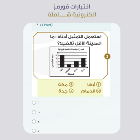 اختبارات الكترونية فورمز - رياضيات - ثالث ابتدائي