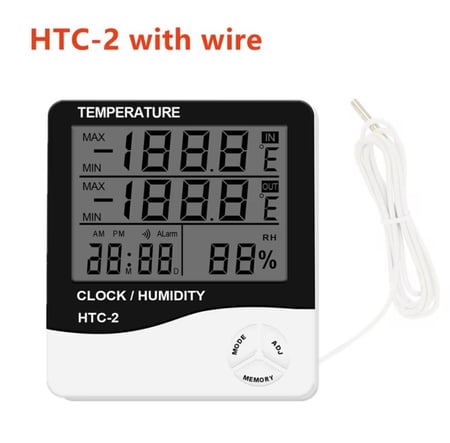 مقياس حرارة ورطوبة بسلك LCD رقمي