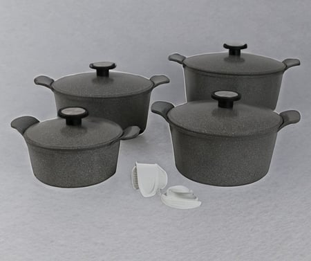 طقم قدور جرانيت كوري 8 قطع اكسترما رمادي