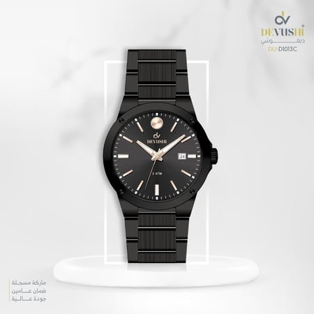 ساعة رجاليه ديفوشي ملفته بلون الاسود بميناء اسود