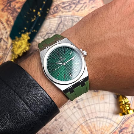 ساعة رجالية ديفوشي مطاط لون اخضر ميناء اخضر