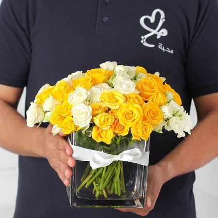 فازة بيبي جوري ابيض واصفر