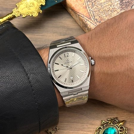 ساعة رجاليه ديفوشي ستيل فضي ميناء ذهبي