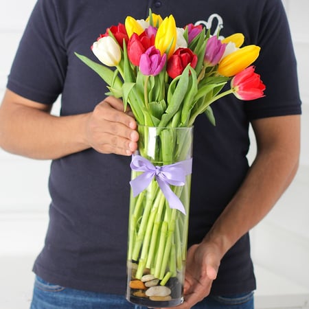 فازة التوليب الملونه