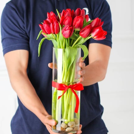 فازة التوليب الاحمر