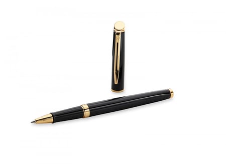 قلم وترمان سائل  أسود حواف ذهبي
