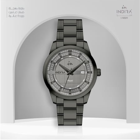 ساعة رجالية انديرا استيل بلون رمادي