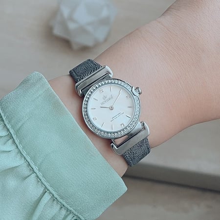 ساعة نسائية ديفوشي جلد بلون رمادي