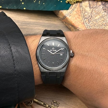 ساعة رجالية ديفوشي مطاط لون اسود ميناء اسود