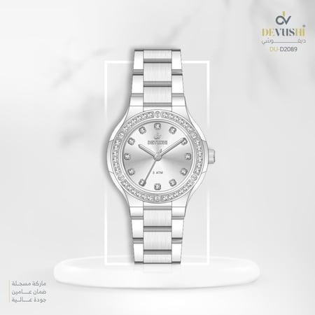 ساعة نسائية ديفوشي استيل بلون فضي