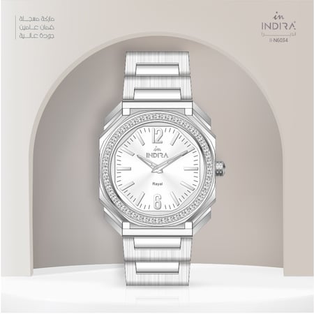 ساعة نسائية انديرا استيل بلون فضي
