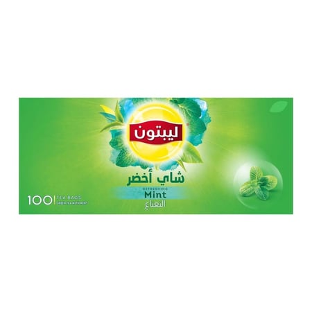 شاي ليبتون أخضر بالنعناع المنعش - 100 كيس شاي