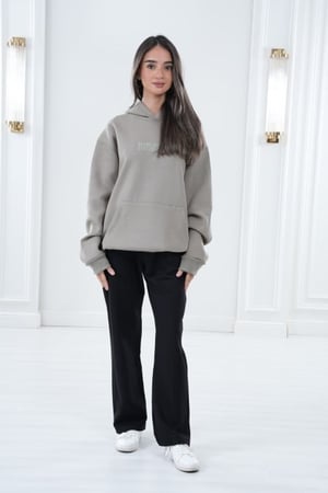 Oversized Grey Hoodie - بلوفر رمادي