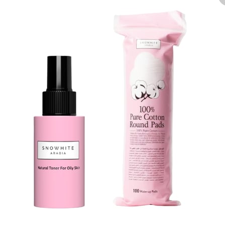 سنوايت بكج تونر البشرة الجافة مع قطن الوجه من القطن الطبيعي 100%