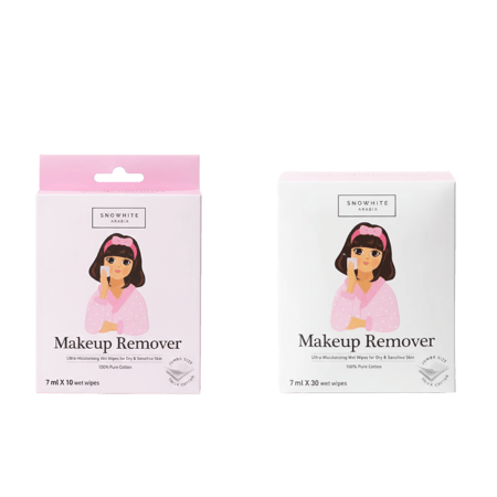 سنوايت مزيل مكياج من القطن الطبيعي 100٪ بخلاصات كورية للبشرة الجافة والحساسة (10 مغلف)