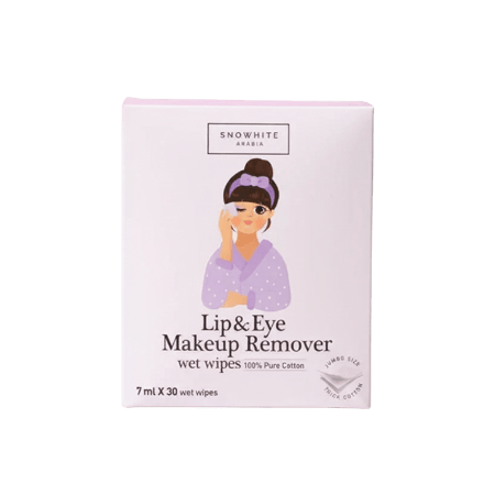 سنوايت مزيل مكياج من القطن الطبيعي 100٪ بخلاصات كورية للشفاه والعين (30 مغلف)