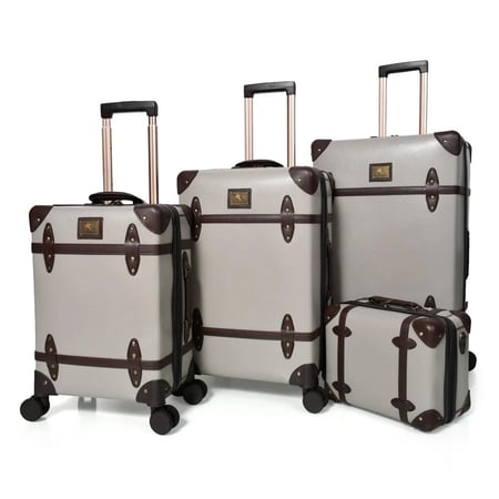 طقم شنط سفر كلاسيك فينتينج  - رمادي بستراب بني يونيووكر UNIWALKER